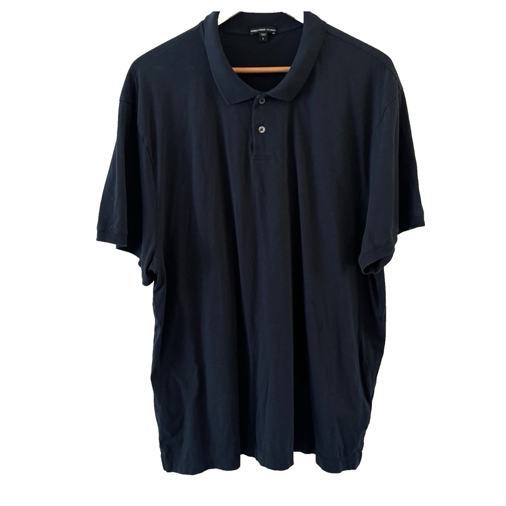 James Perse Polo Shirt Mens 5/2XL Blue Cotton Soft Minimalist Business Casual